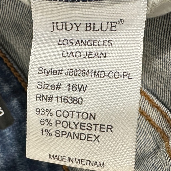 Judy Blue High Waist Dad Jean in Blue Wash Size 16W - Picture 6 of 8